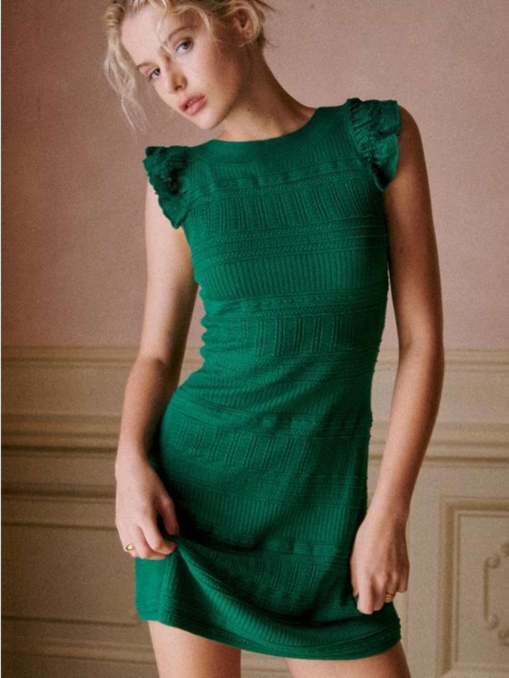 Sezane Mélodie Dress Emerald Green - Size M